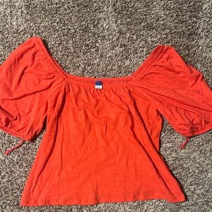Old Navy Bright Orange Puff Sleeve Blouse